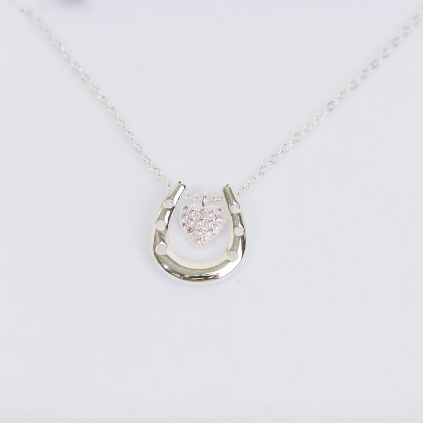 EQUILIBRIUM SILVER PLATED HORSESHOE/HEART NECKLACE Riders Saddlery